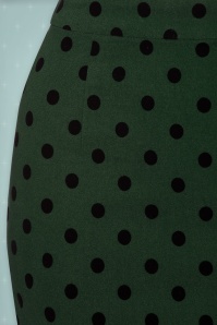 Collectif ♥ Topvintage - 50s Polly Polka Flock Pencil Skirt in Green 3