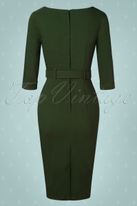 Collectif ♥ Topvintage - 50s Katya Pencil Dress in Forest Green 6