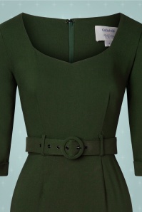 Collectif ♥ Topvintage - 50s Katya Pencil Dress in Forest Green 4