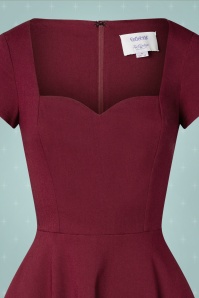 Collectif ♥ Topvintage - Kristy Plain Swing Dress Années 50 en Bordeaux 3