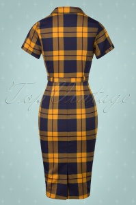 Collectif ♥ Topvintage - 50s Caterina Library Check Pencil Dress in Mustard 6