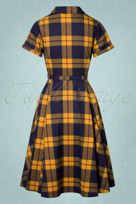 Collectif ♥ Topvintage - 50s Caterina Library Check Swing Dress in Mustard 6