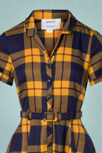 Collectif ♥ Topvintage - 50s Caterina Library Check Swing Dress in Mustard 4