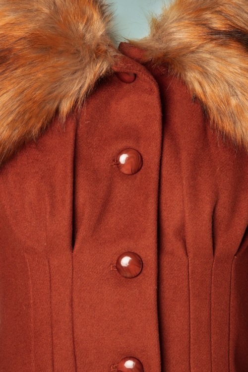 Collectif Clothing - 30s Pearl Coat in Burnt Orange 4