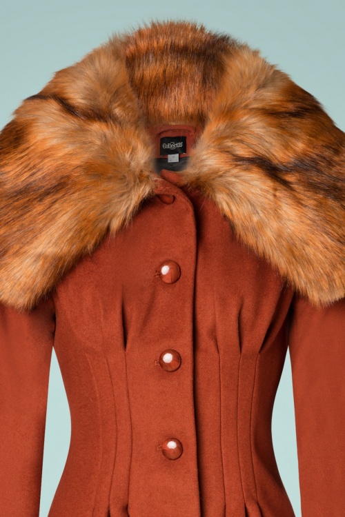 Collectif Clothing - Pearl Coat Années 30 en Orange Brûlé 3