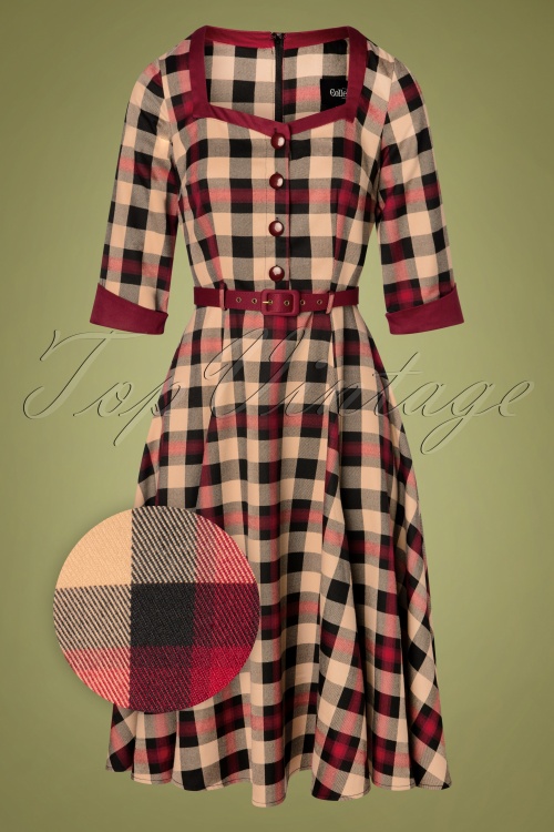 Collectif Clothing - 50s Linette McKenzie Check Swing Dress in Multi 2