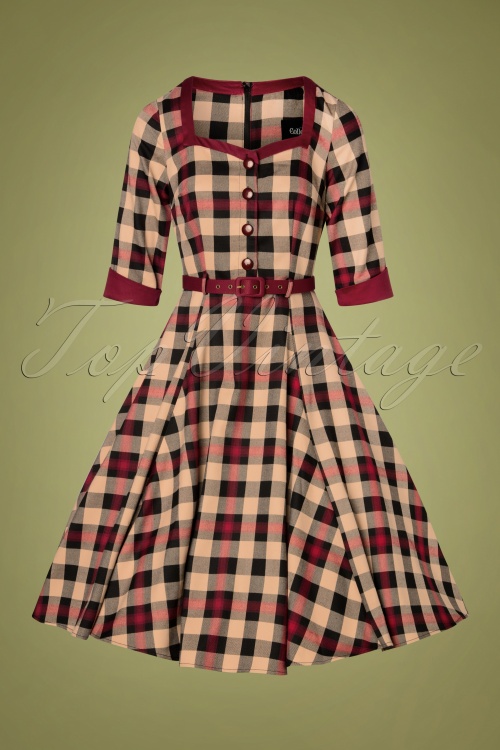 Collectif Clothing - 50s Linette McKenzie Check Swing Dress in Multi 3