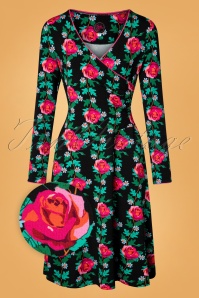 Tante Betsy - 60s Tango Takkie Rose Dress in Black