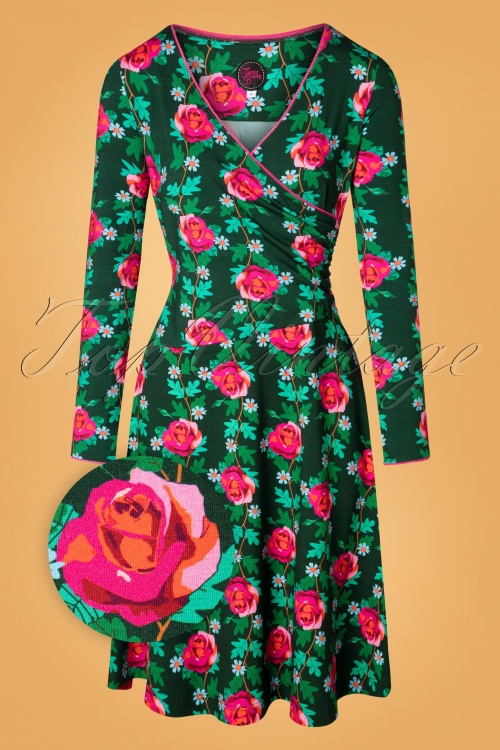 Tante Betsy - 60s Tango Takkie Rose Dress in Green