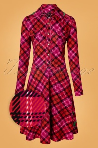 Tante Betsy - 60s Texas Tartan Dress in Red