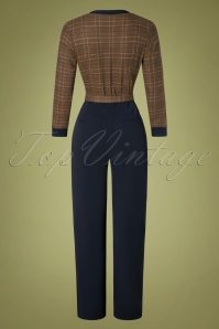 Miss Candyfloss - 50s Melanie-Lee Jumpsuit in Navy and Brown 5