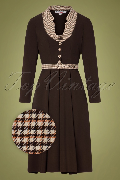 Miss Candyfloss - 50s Tanah-Dora Swing Dress in Brown 2