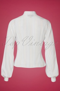 Miss Candyfloss - 40s Melisent Day Striped Blouse in White 3