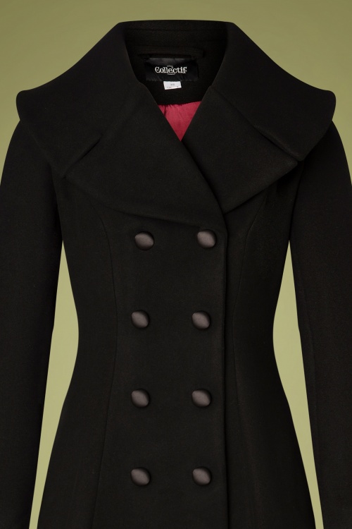 Collectif Clothing - Eileean Coat Années 50 en Noir 4