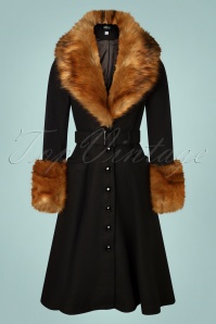 Collectif Clothing - 40s Jackie Princess Coat in Black 2