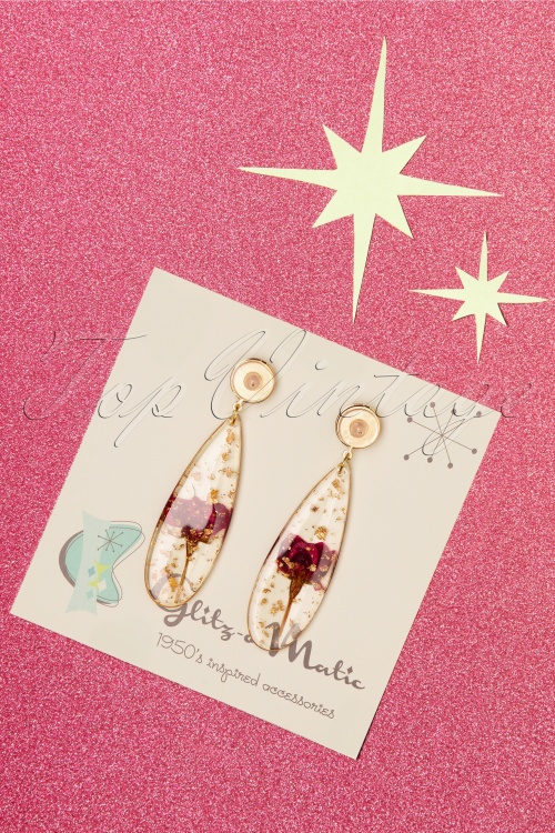 Glitz-o-Matic - 50s Rose Flake Earrings in Gold 3