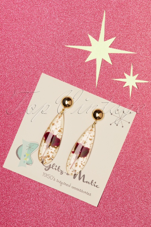 Glitz-o-Matic - 50s Rose Flake Earrings in Gold