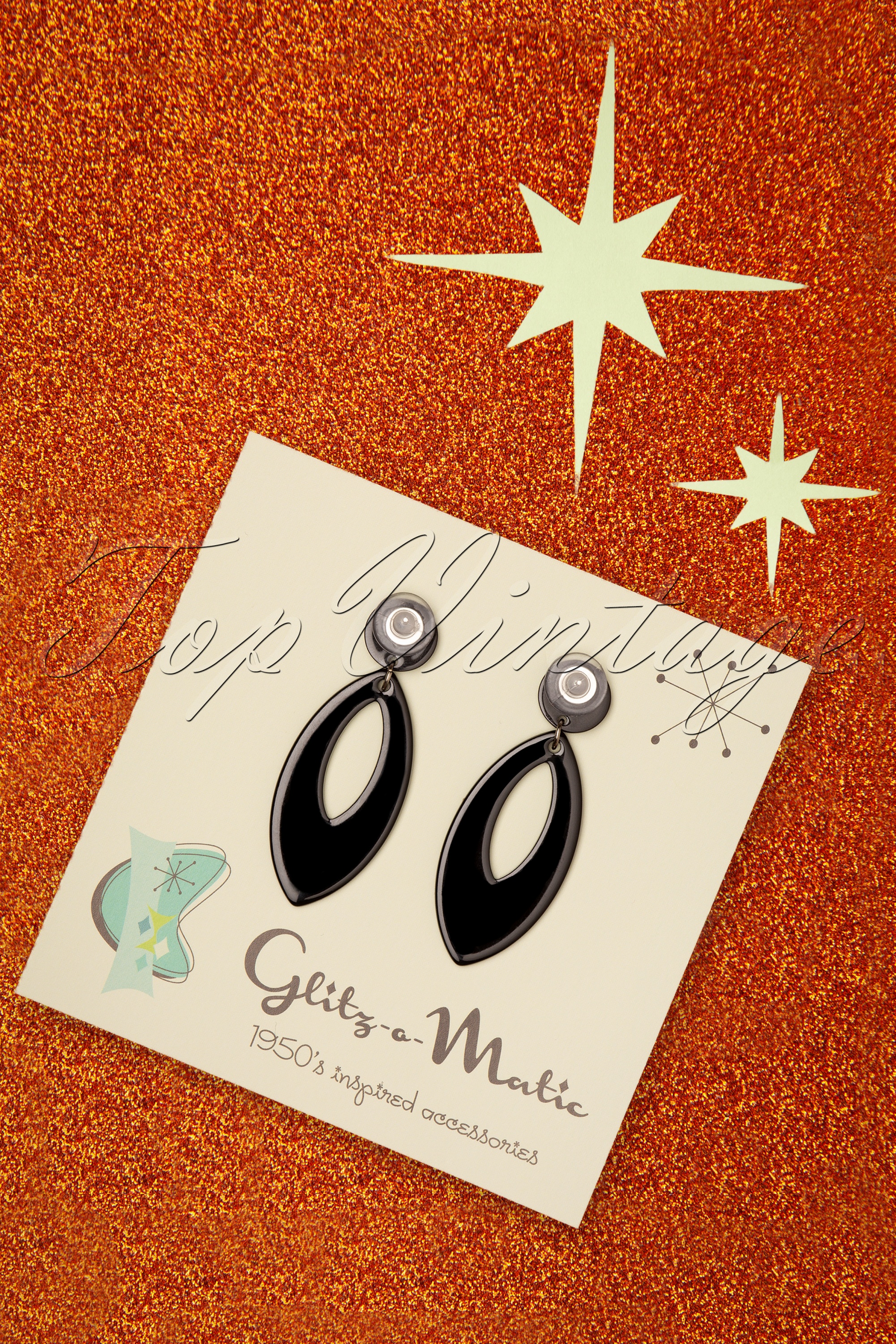 Glitz-o-Matic - Ellips oorbellen in zwart 4