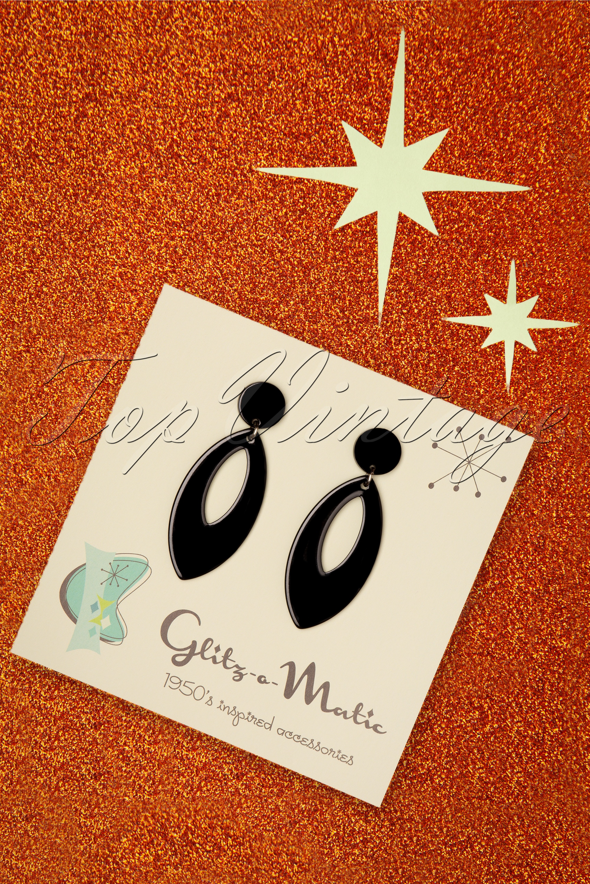 Glitz-o-Matic - Ellips oorbellen in zwart 2