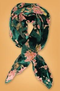 Unique Vintage - 50s Floral Hair Scarf in Green 2