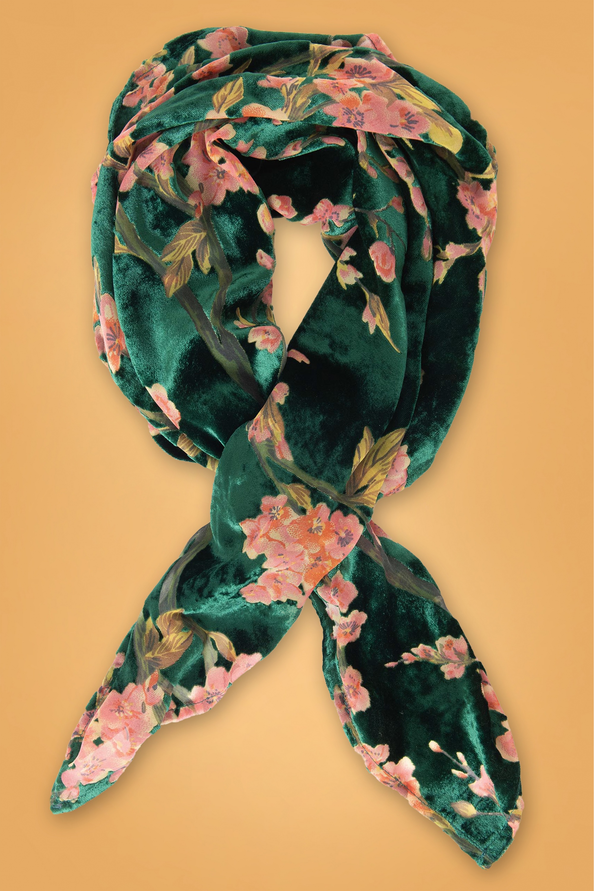 Unique Vintage - Floral haarsjaal in groen 2