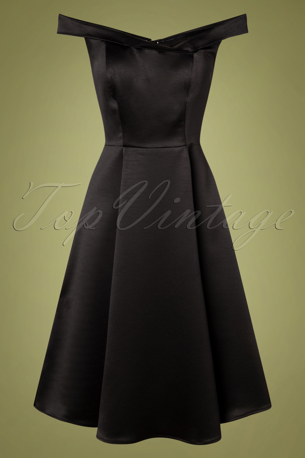 black satin swing dress