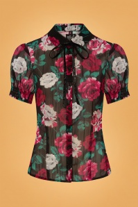 Bunny - 50s Bed of Roses Blouse in Black 2