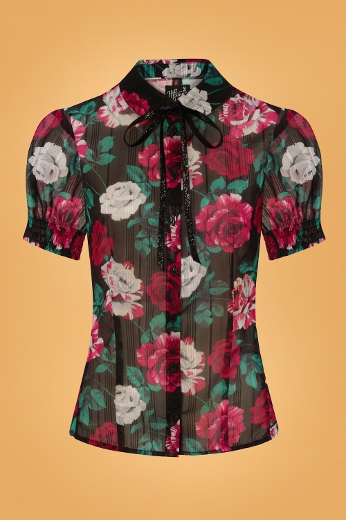 Bunny - 50s Bed of Roses Blouse in Black 2