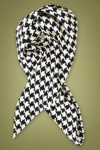 Unique Vintage - 50s Houndstooth Hair Scarf in Black and White 2