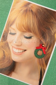 Glitz-o-Matic - 50s Christmas Wreath Earrings in Red and Green 2