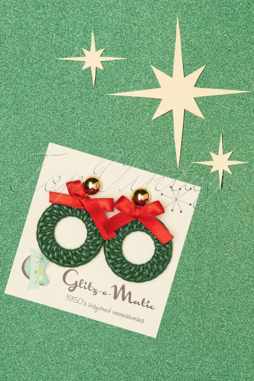 Glitz-o-Matic - Weihnachtskranz-Ohrringe in Rot und Grün