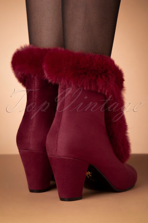 70s Tatiana Faux Fur Boots in Burgundy