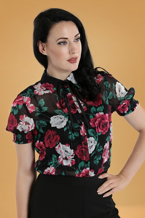 Bunny - Bed of Roses blouse in zwart