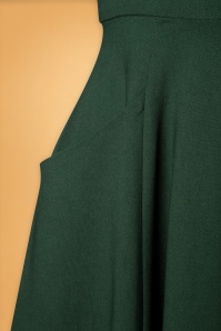 Collectif Clothing - 50s Kayden Overalls Swing Dress in Dark Green 4