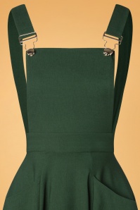 Collectif Clothing - 50s Kayden Overalls Swing Dress in Dark Green 3