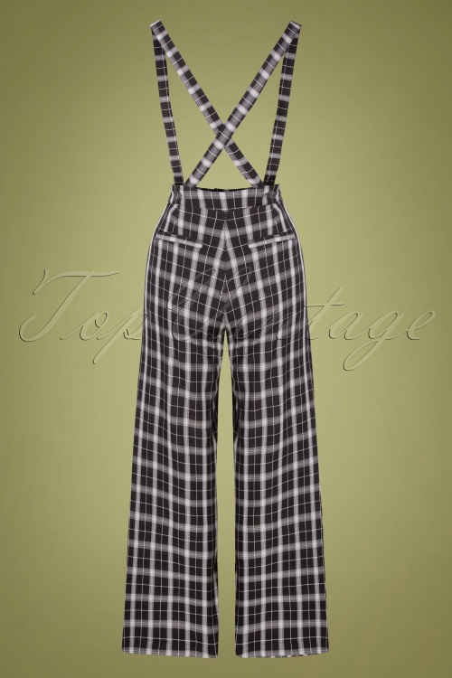 Vixen - 40s Cassie Trousers with Braces in Black Check 5