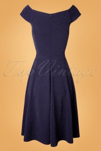 Vintage Chic for Topvintage - Merle Glitter Swing Dress Années 50 en Bleu Marine 3