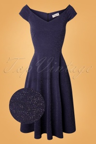 Vintage Chic for Topvintage - Merle Glitter Swing Dress Années 50 en Bleu Marine 2