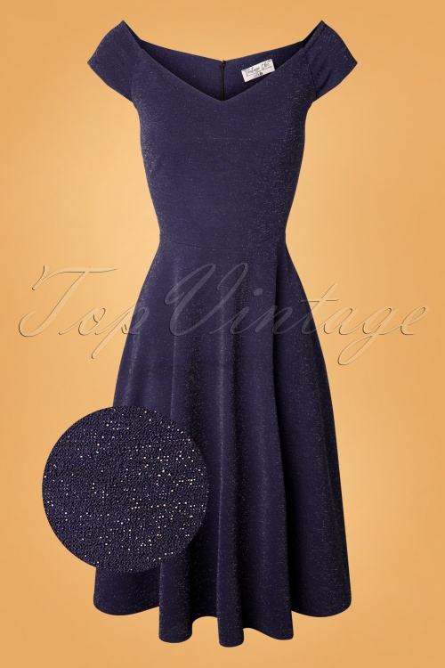Vintage Chic for Topvintage - 50s Merle Glitter Swing Dress in Navy 2