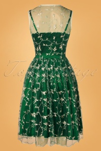 Vixen - 50s Tallulah Tulle Floral Swing Dress in Green 5
