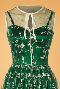 Vixen - 50s Tallulah Tulle Floral Swing Dress in Green 3