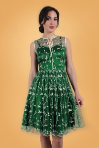 Vixen - Tallulah tule floral swing jurk in groen