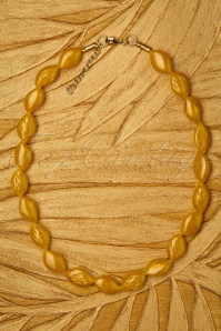 Splendette - TopVintage Exclusive ~ 30s Golden Carved Beaded Necklace in Mustard 2
