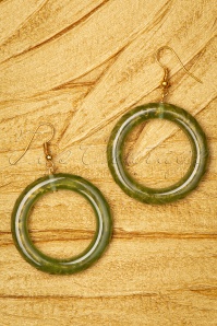 Splendette - TopVintage Exclusive ~ 30s Golden Fakelite Carved Hoop Earrings in Olive 2