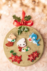 Daisy Jean - Holly The Christmas Puppy Brooch in Cream 3