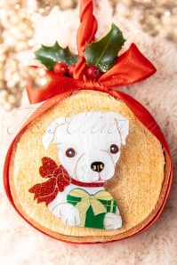 Daisy Jean - Holly The Christmas Puppy Brooch in Cream