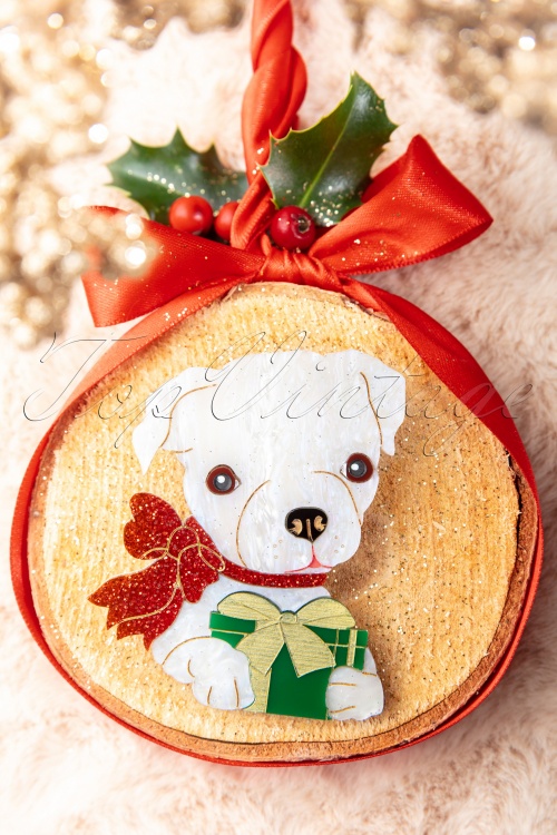 Daisy Jean - Holly The Christmas Puppy Brooch en Crème