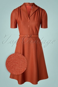 Daisy Dapper - 40s Jessie Dress in Rust Orange