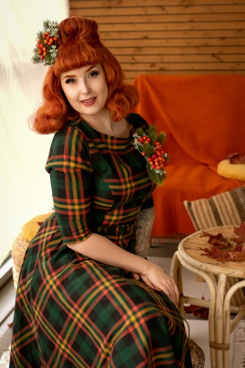 Collectif ♥ Topvintage - Suzanne Valley Check Swing Dress Années 50 en Multi