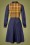 Collectif Clothing - Dawna swingjurk in marineblauw en mosterdgeel 4